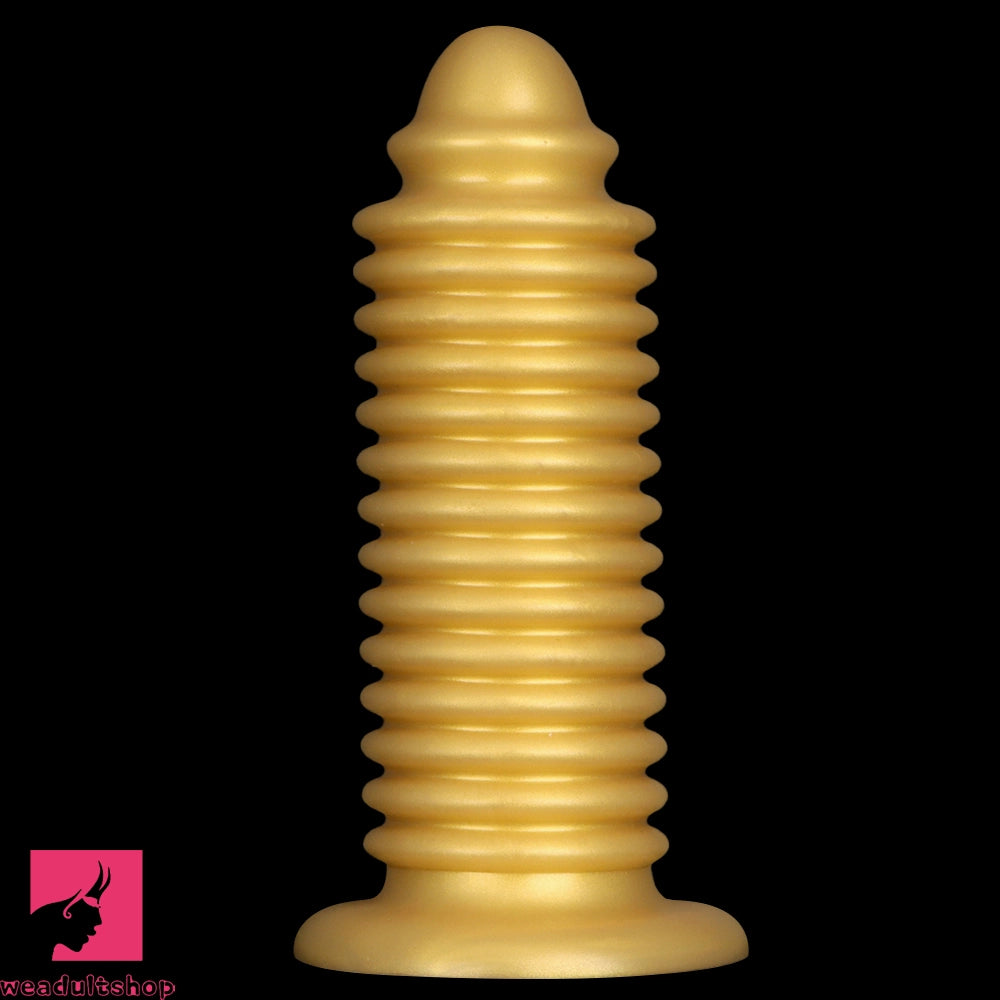 6.88in 9.84in Gold Silicone Threaded Giant Dildo Butt Plug For Anal Expand