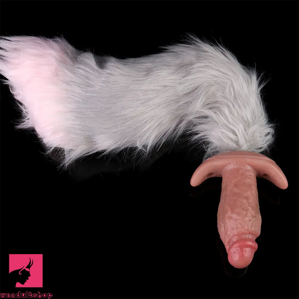 5.9in Vibrating Realistic Dildo Butt Plug Tail Mouth Gag For Sexy Cock Toy