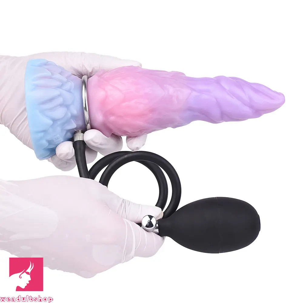 8.14in Squeeze Inflatable Alien Penis Big Fantasy Silicone Dildo For Clit