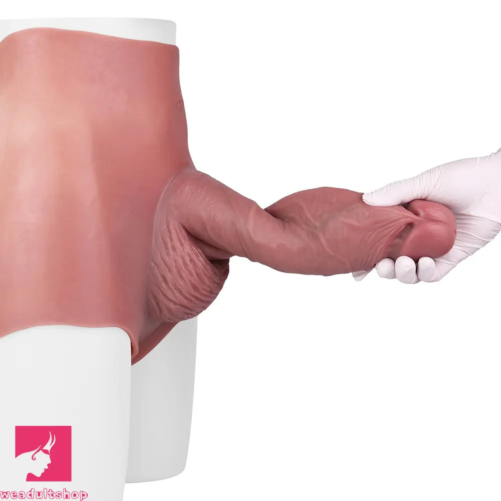 9.6in Hollow Leather Pants Strap on Dildo Liquid Silicone Dildo Cock