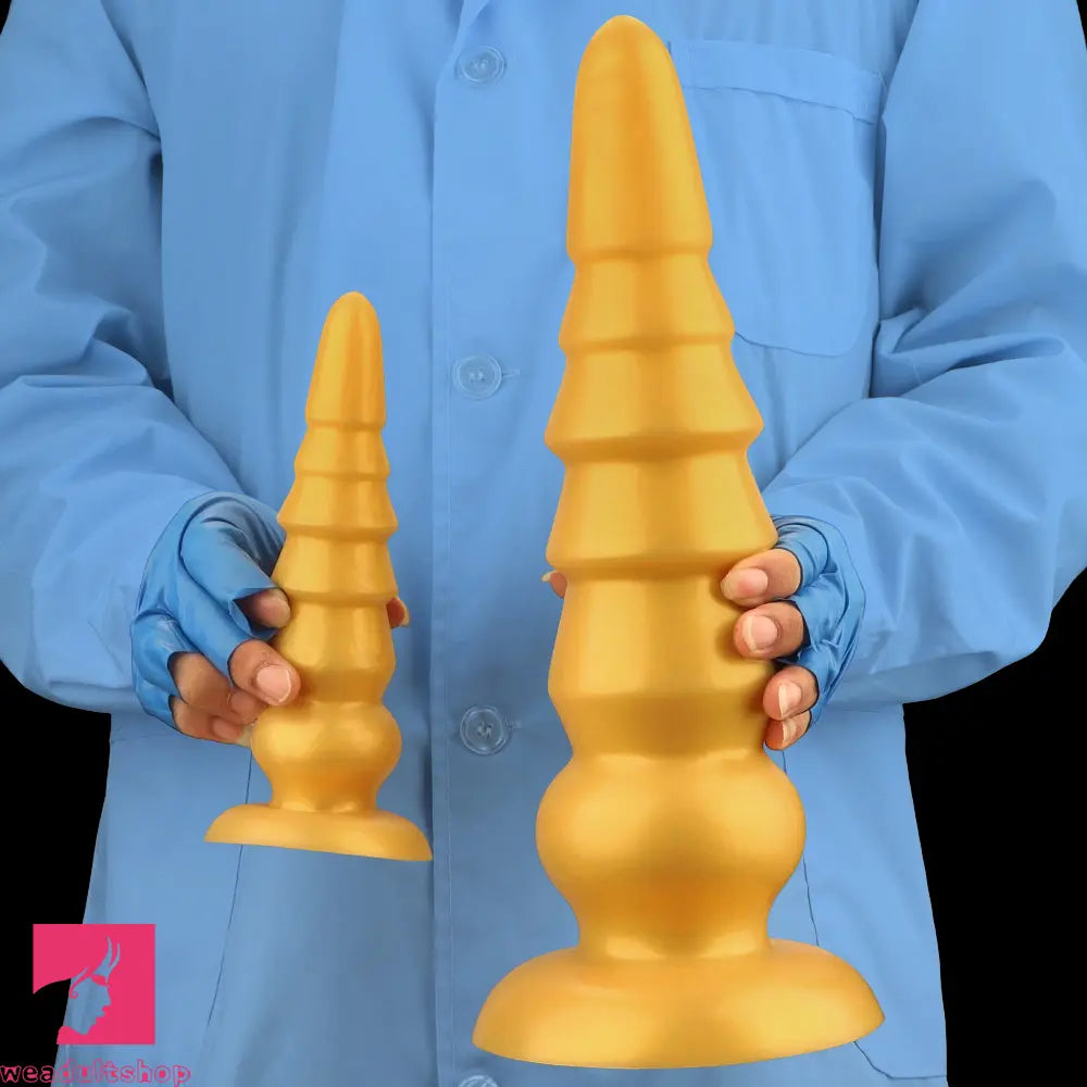 7.87in 11.41in 14.17in Golden Silicone Soft Anal Plug Dildo For Women Toy