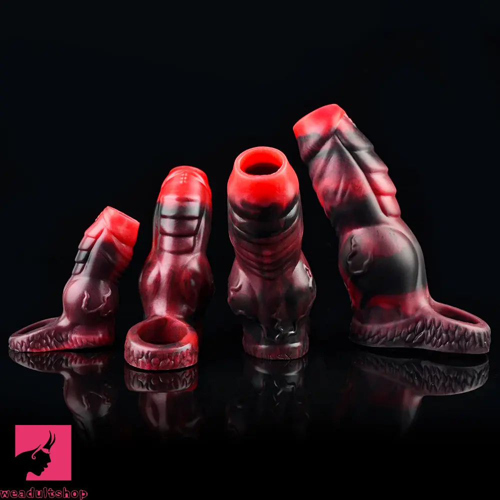 3.62in 4.72in 5.51in 6.69in Knot Animal Soft Dildo Sleeve Penis Extender