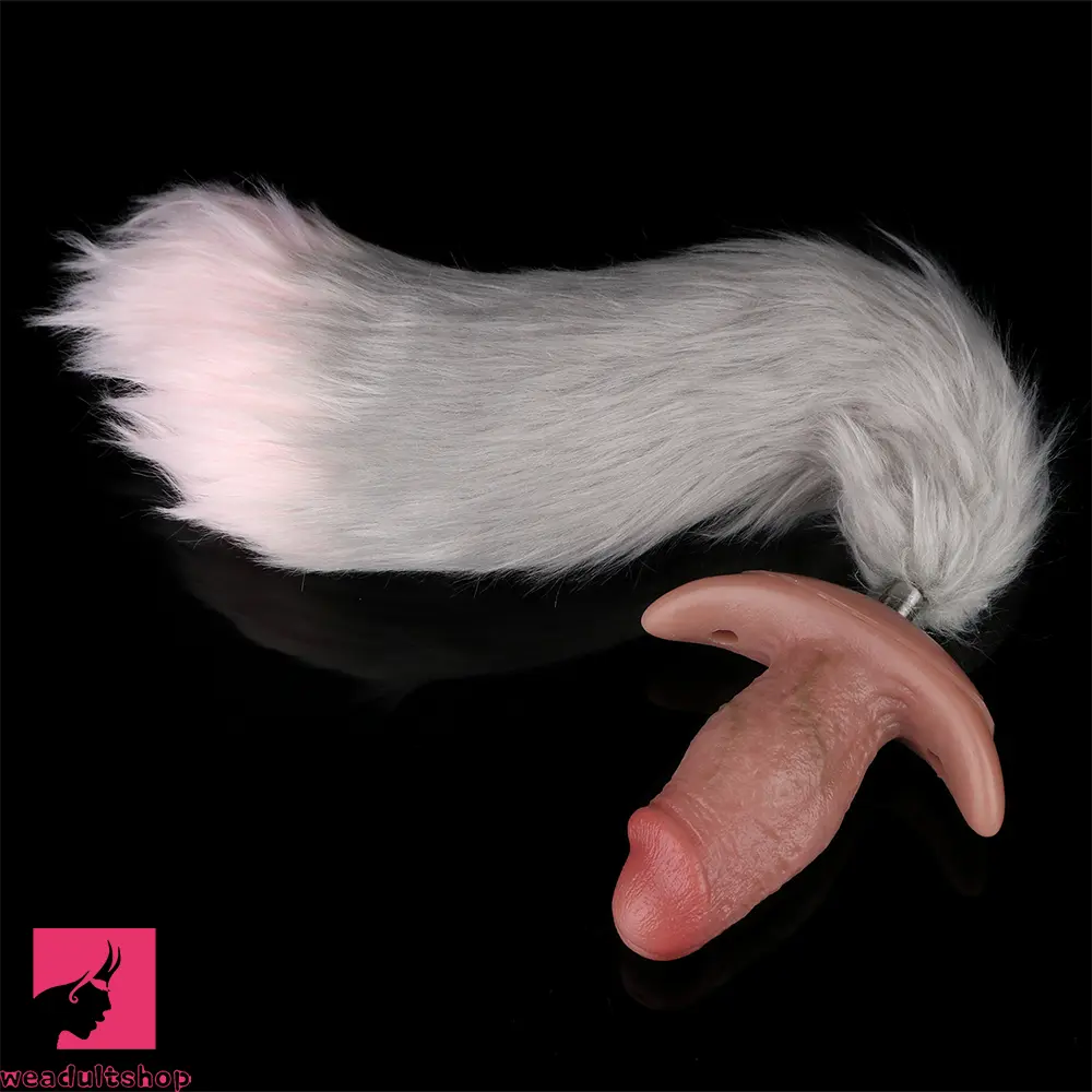 5.8in Hairy Penis 10 Frequency Vibration Role Sex Dildo Tail Butt Plug