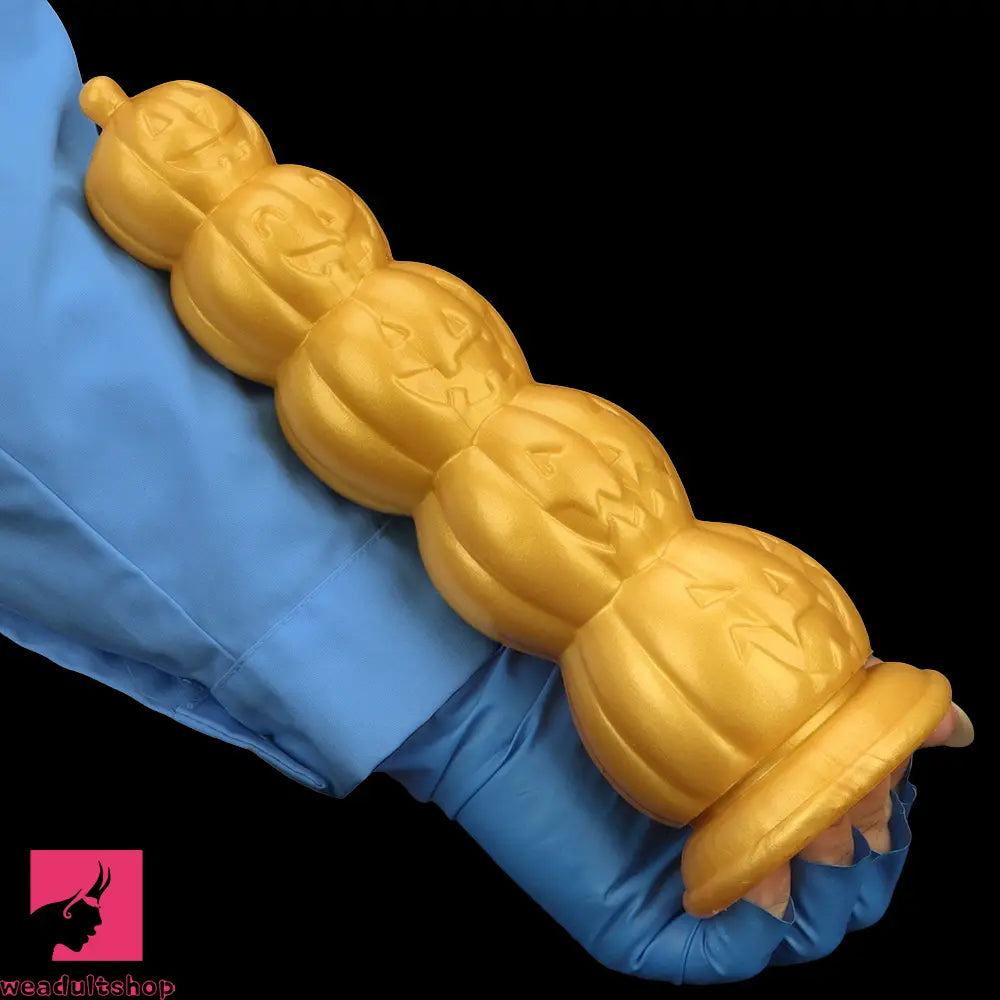 7.28in 8.66in 9.84in Golden Silicone Halloween Pumpkin Anal Odd Dildo