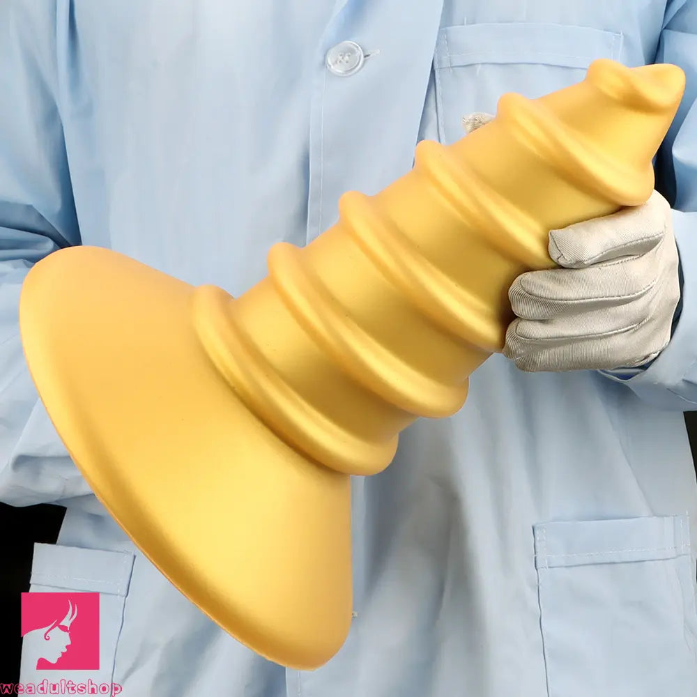 9.05in 11.22in Gold Silicone Screw Giant Cock Anal Plug Thick Fisting Dildo