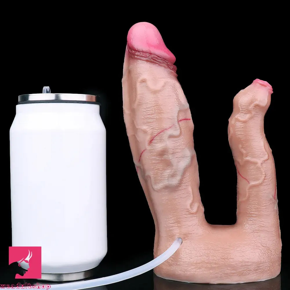 7.59in Double Density Silicone Soft Ejaculating Dual Ended Lifelike Cock Dildo