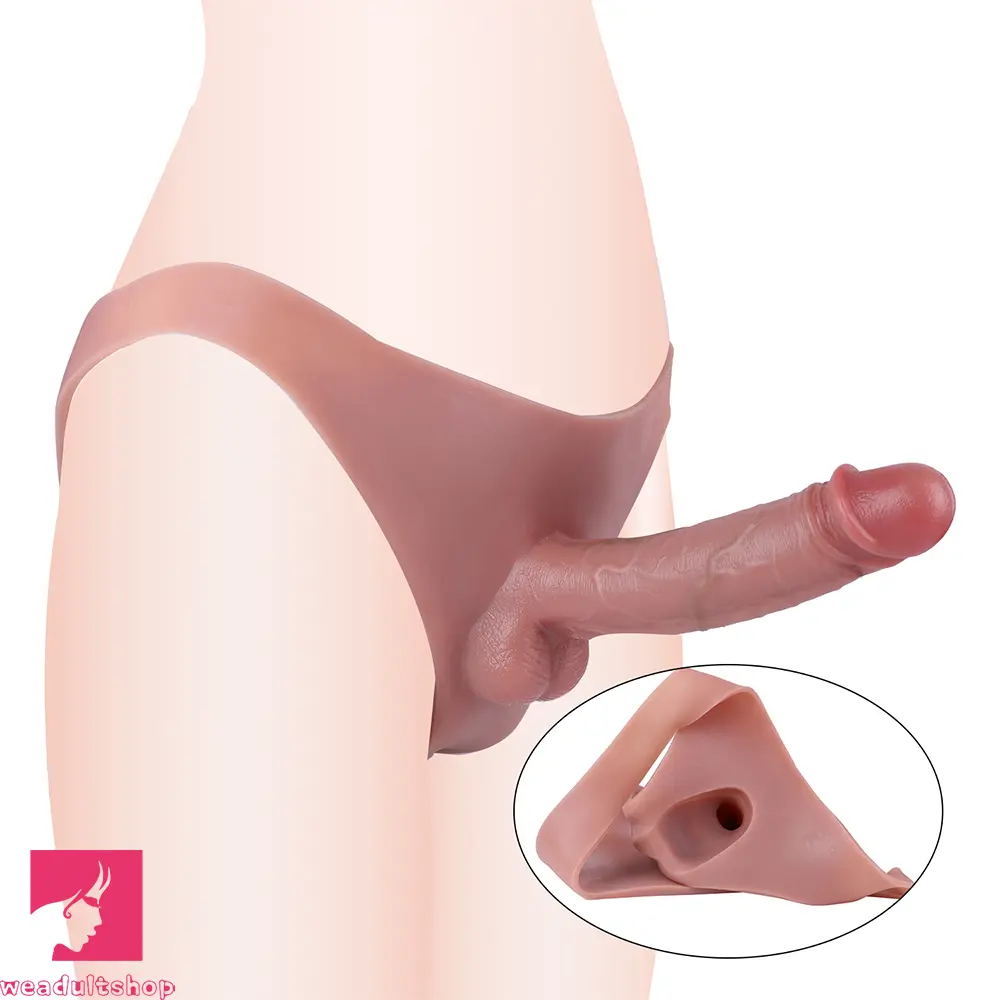 7.48in Wear Hollow Realistic Dildo Pants Silicone Cock Sleeve For Cock