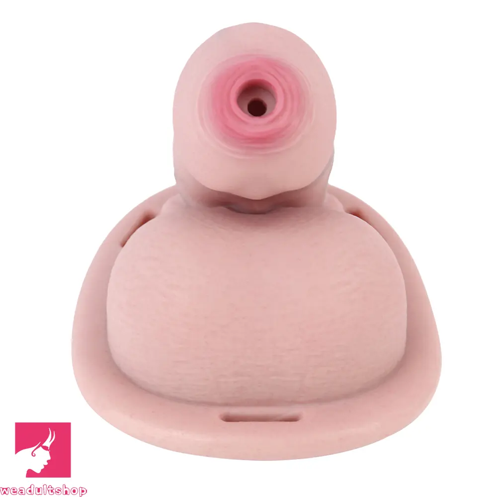 5.11in Real Hollow Chastity Cage Dildo Uncut Glans Couples Masturbator