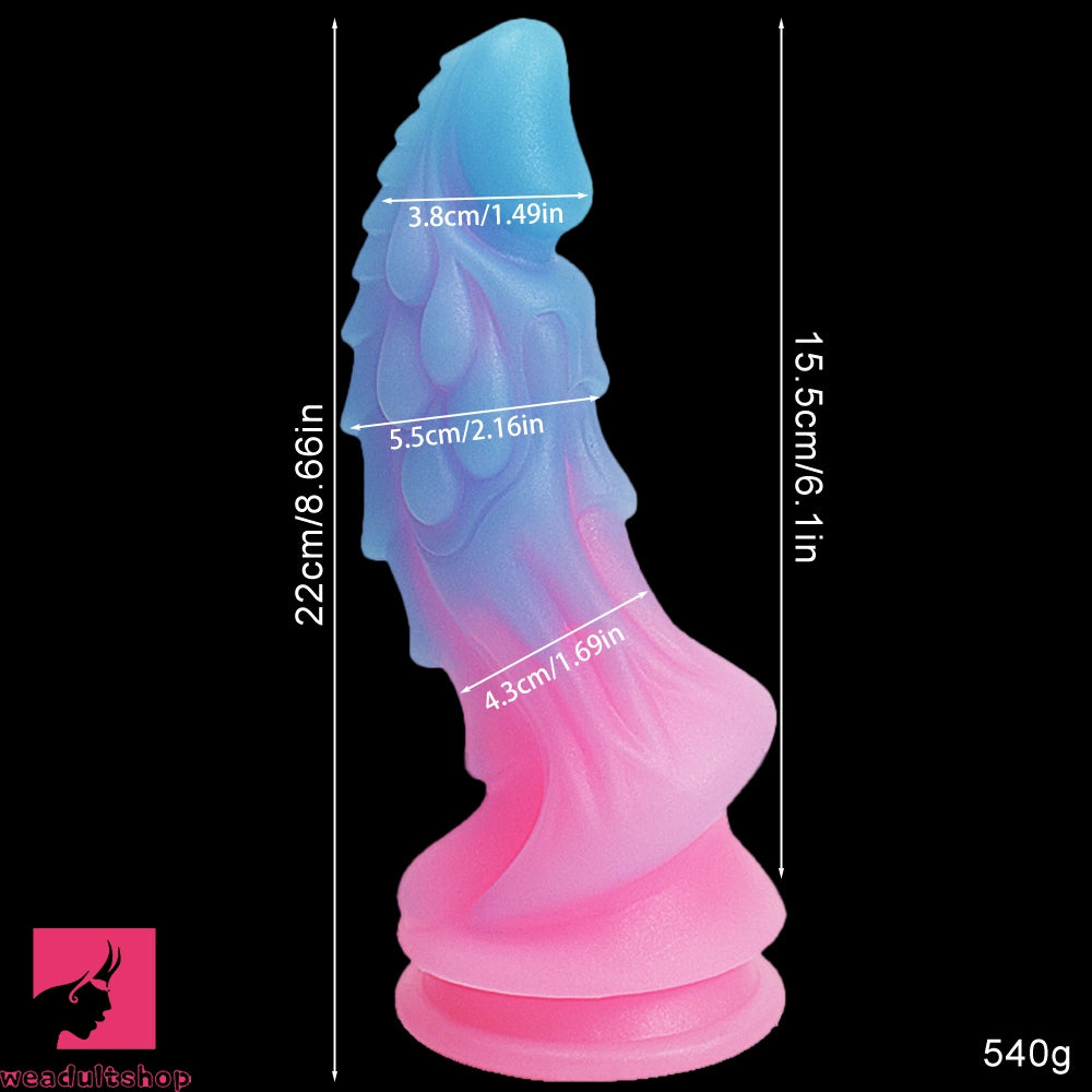 8.66in Luminous Soft Dragon Glowing Dildo Silicone Sex Toy For Prostate