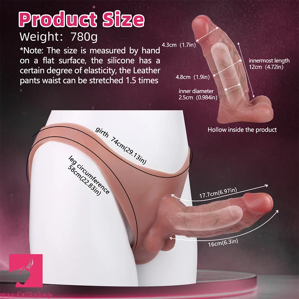 6.97in Hollow Penis Dildo Sleeve Silicone Soft Pants For Men Women Clit