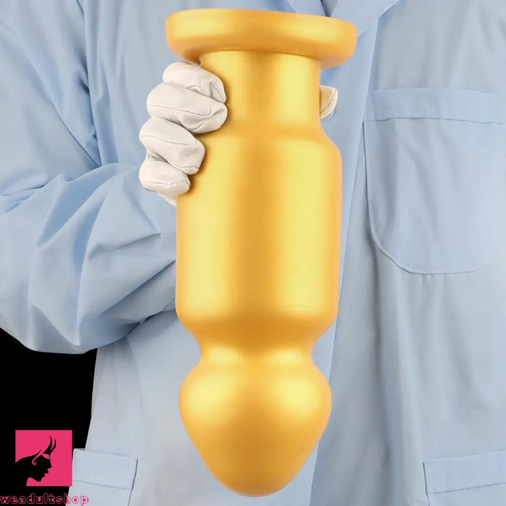7.87in 11.22in Golden Silicone Soft Big Anal Plug Dildo For Clit Expansion