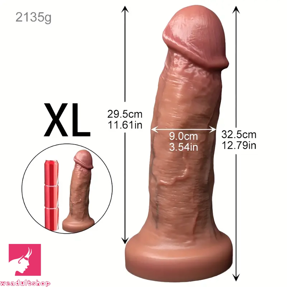 7.08in 8.85in 11.02in 12.79in Thick Soft Big Double Layer Silicone Clit Dildo