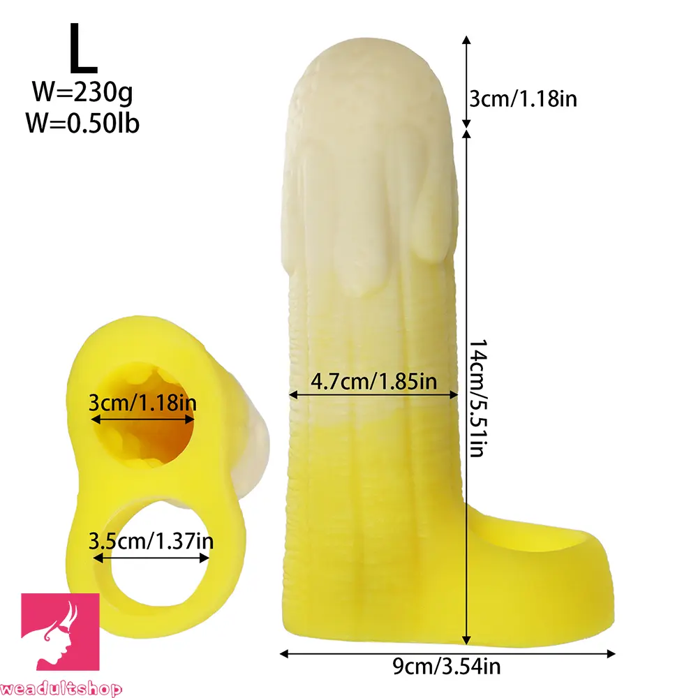 5.11in 5.31in 5.51in Banana Fantasy Hollow Dildo Sleeve Liquid Silicone Sleeve