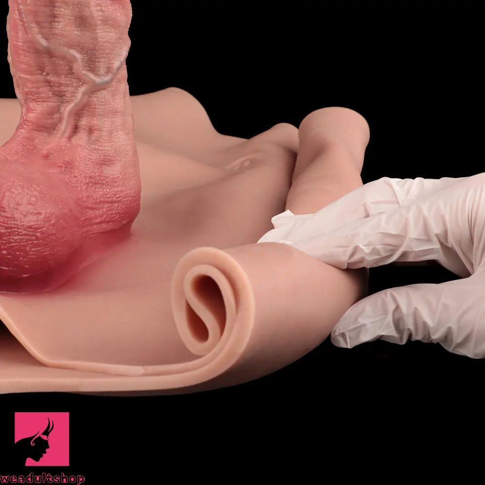 8.86in Hollow Penis Dildo Sleeve Silicone Floppy Pants Thickened Mid-Range