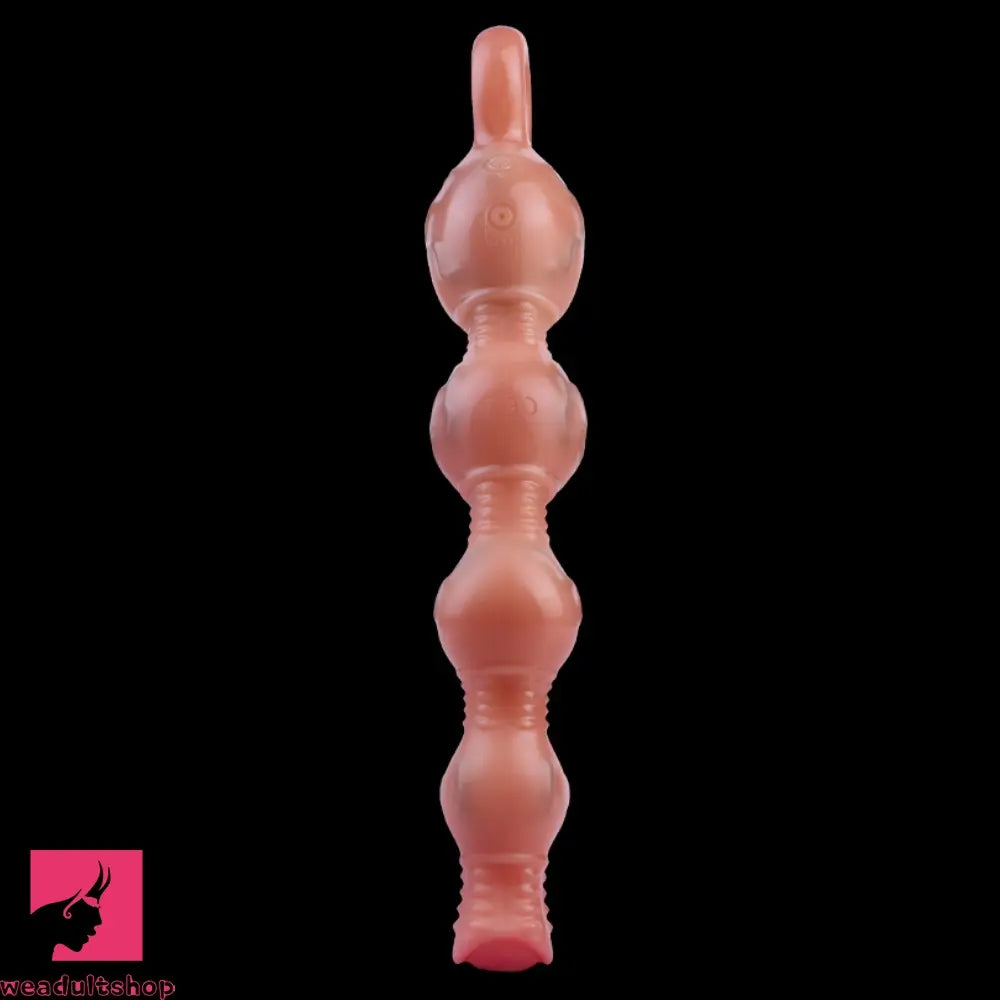 10.5in Big Vibrating Silicone Soft Pulling Beads G Spot Dildo With 3 Motors