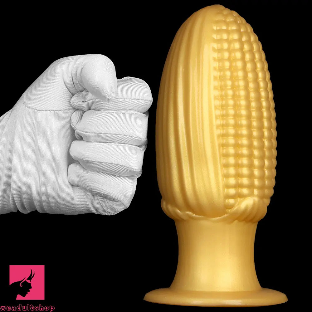 5.9in 6.7in 8.07in Liquid Silicone Thread Granules Soft Corn Gold Cock Dildo