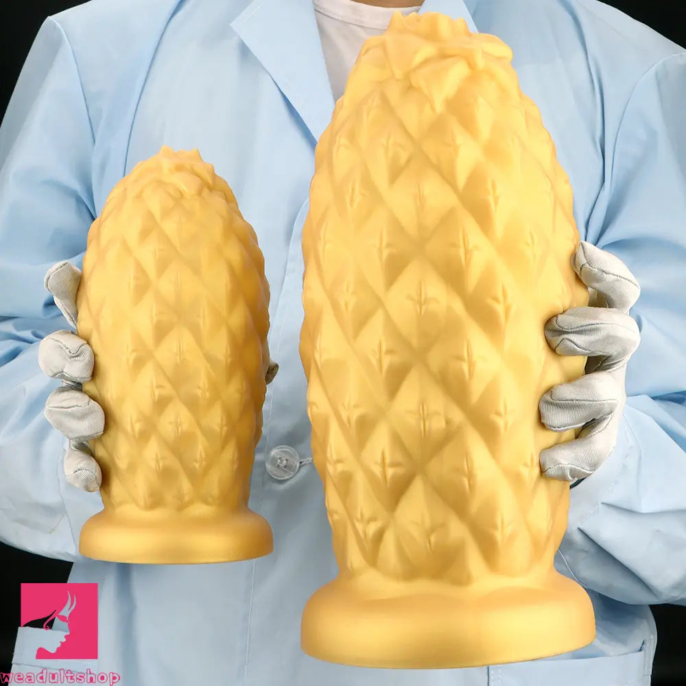 8.26in 10.03in 11.81in Gold Silicone Pineapple Giant Cock Anal Plug Dildo