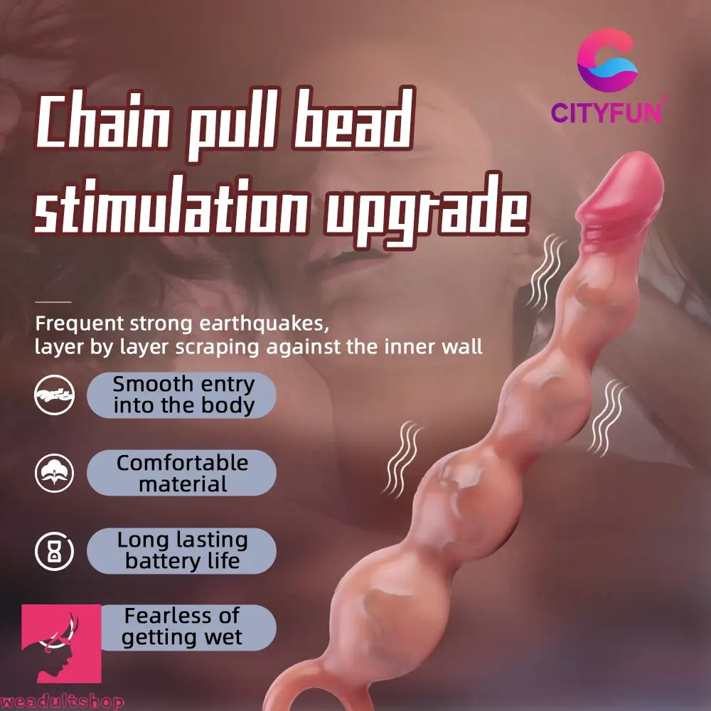 10.8in Big Vibrating Silicone Soft Pulling Beads Odd Dildo With 3 Motors