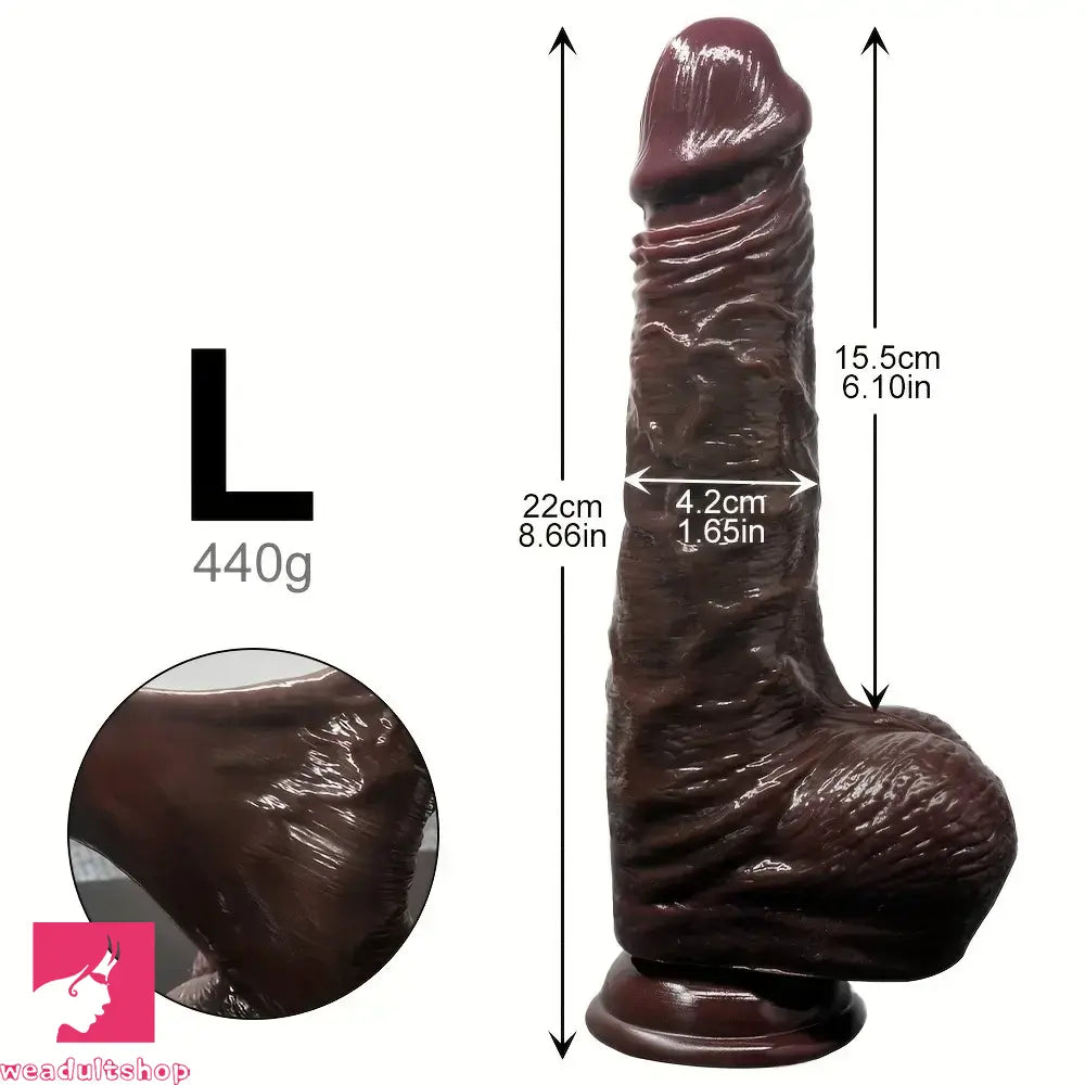 7.48in 8.66in Realistic Lifelike Liquid Silicone Sliding Skin Dildo For Orgasm