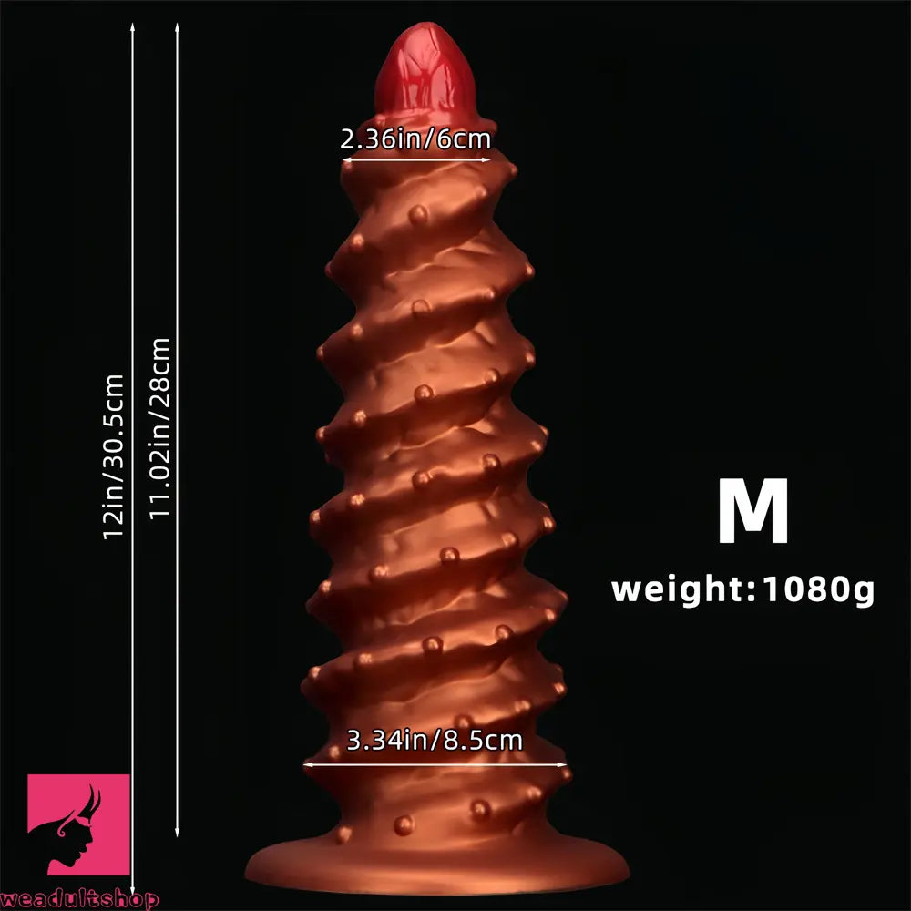 10.43in 12in 14.17in Extra-Big Long Threaded Silicone Sharp Head Dildo