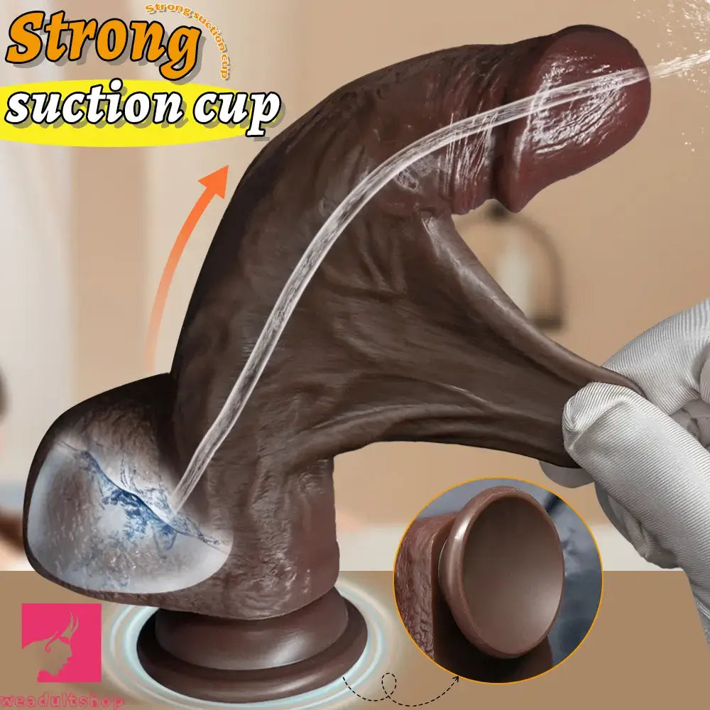 8.46in Squirting Sliding Skin Strap on Dildo Adult Cock Toy For Couples