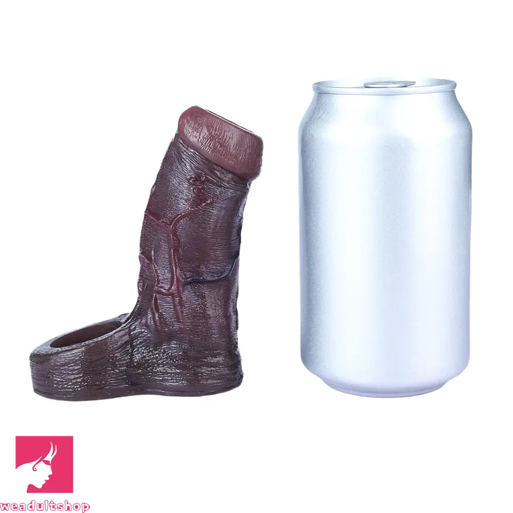 4.13in 4.8in 6.42in Real Skin Platinum Silicone Dildo Sleeve Male Cock Sex Toy