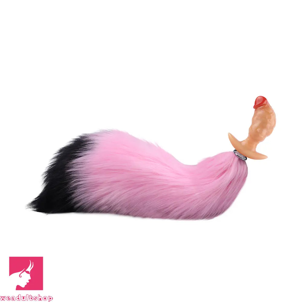 4.1in Fox Tail Wear Anchor Silicone Dildo Butt Plug For BDSM Role Sex Toy