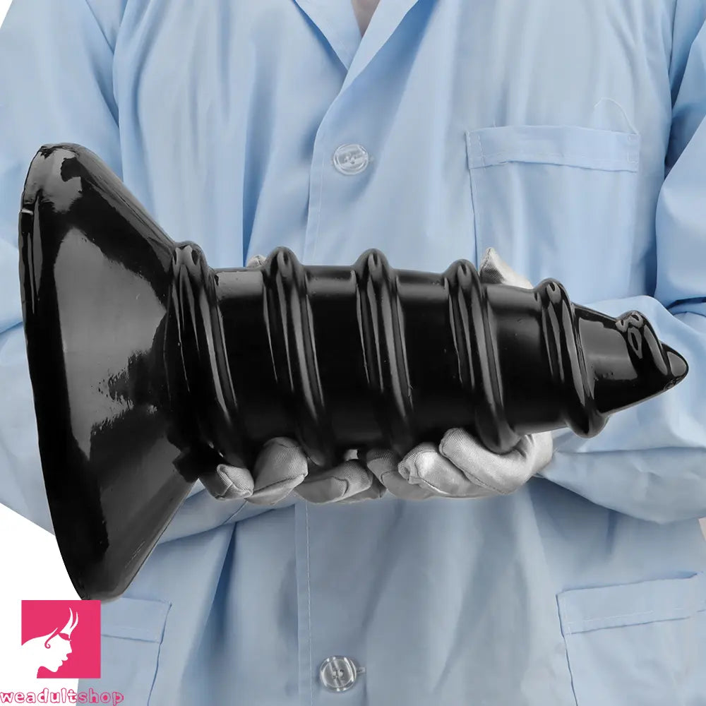 9.05in 11.22in Black Oversized Screw Giant PVC Penis Anal Plug Fat Dildo