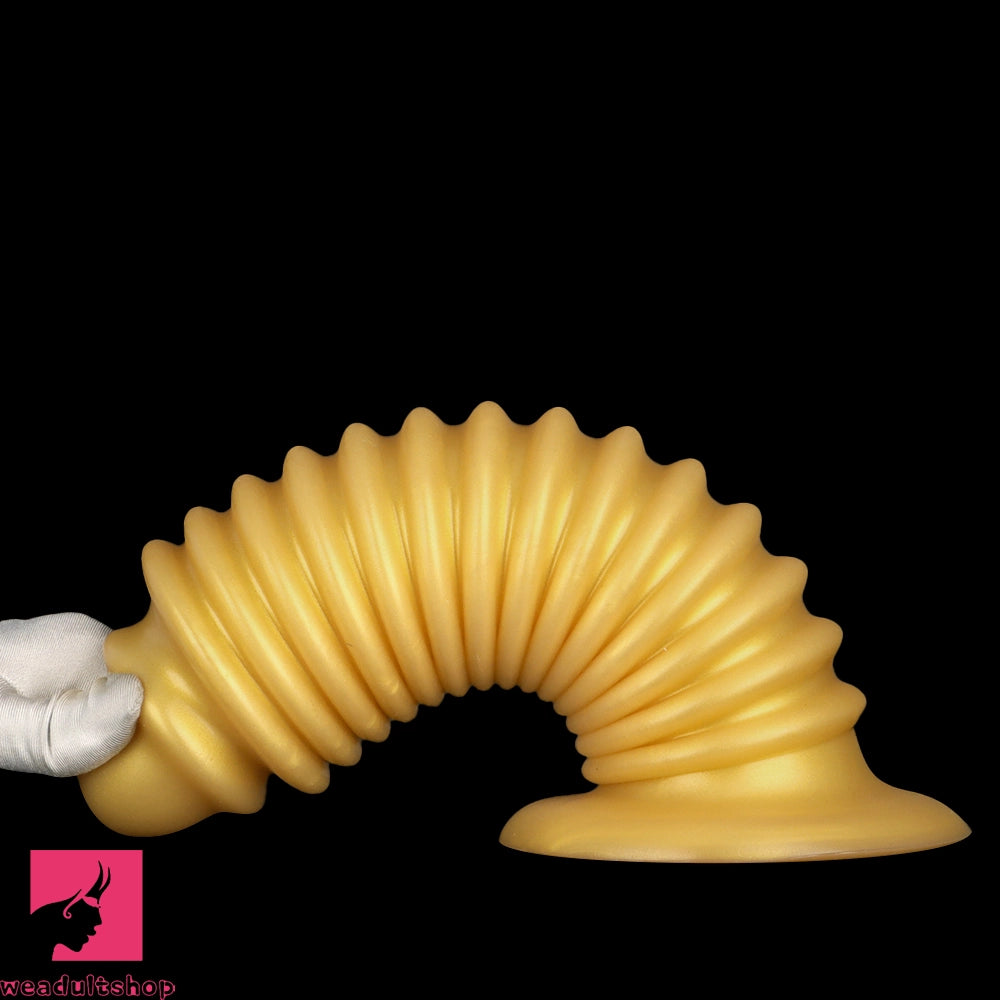 6.88in 9.84in Gold Silicone Threaded Giant Dildo Butt Plug For Anal Expand