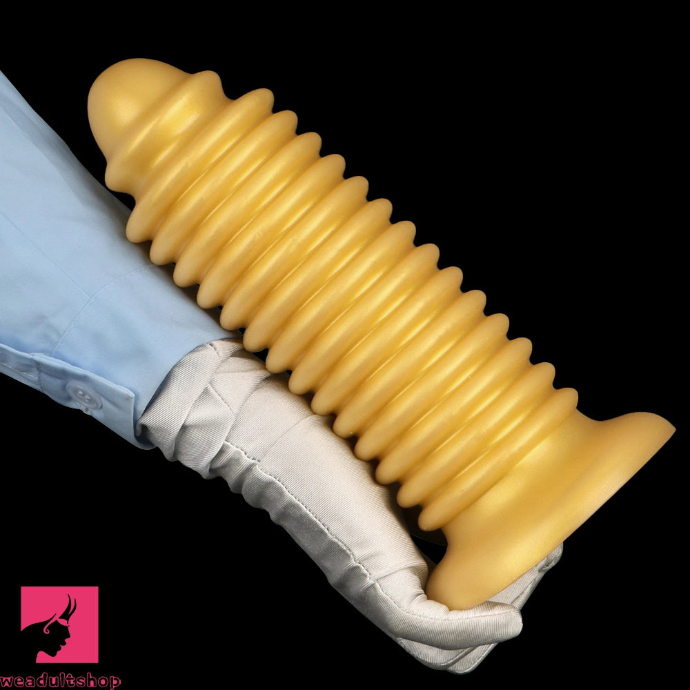 6.88in 9.84in Gold Silicone Threaded Giant Dildo Butt Plug For Anal Expand