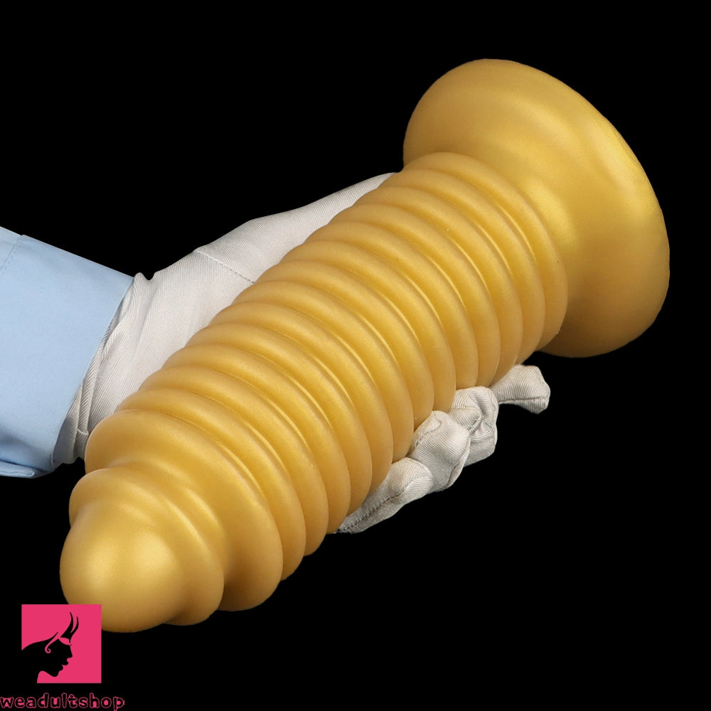 6.88in 9.84in Gold Silicone Threaded Giant Dildo Butt Plug For Anal Expand