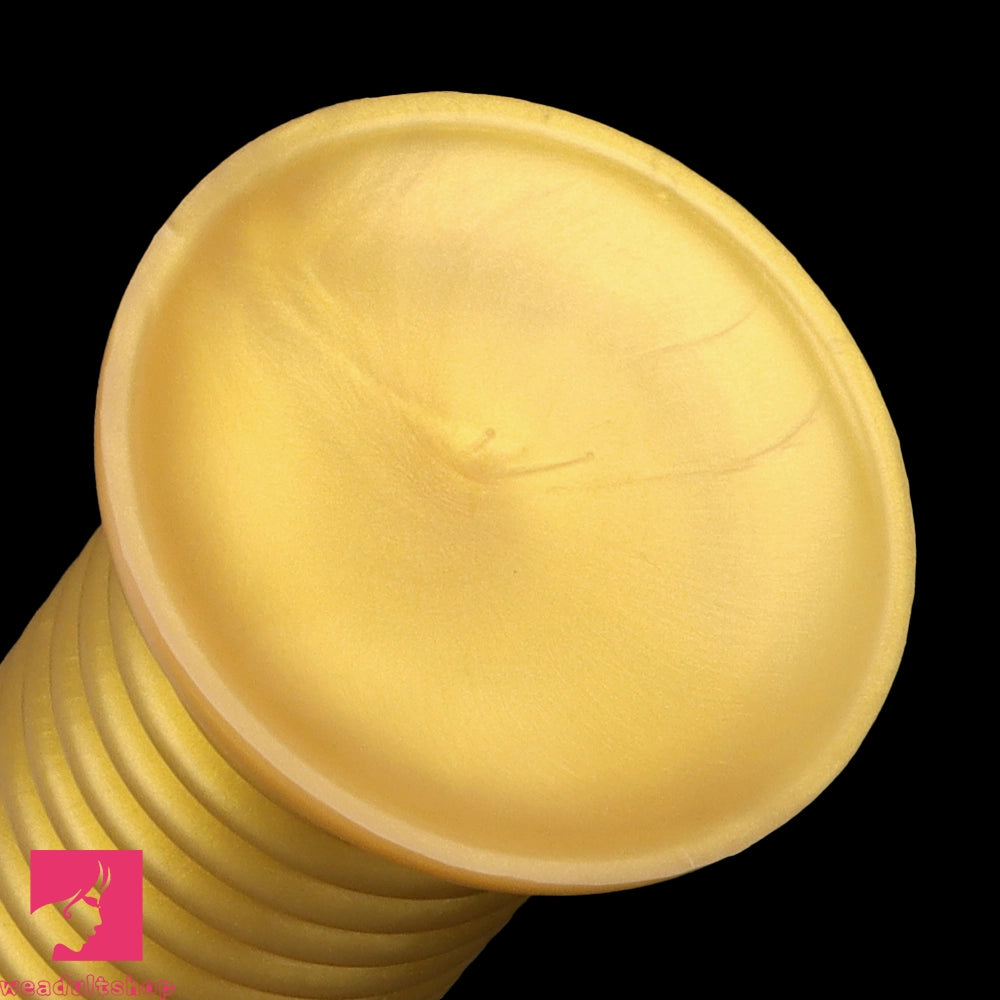 6.88in 9.84in Gold Silicone Threaded Giant Dildo Butt Plug For Anal Expand