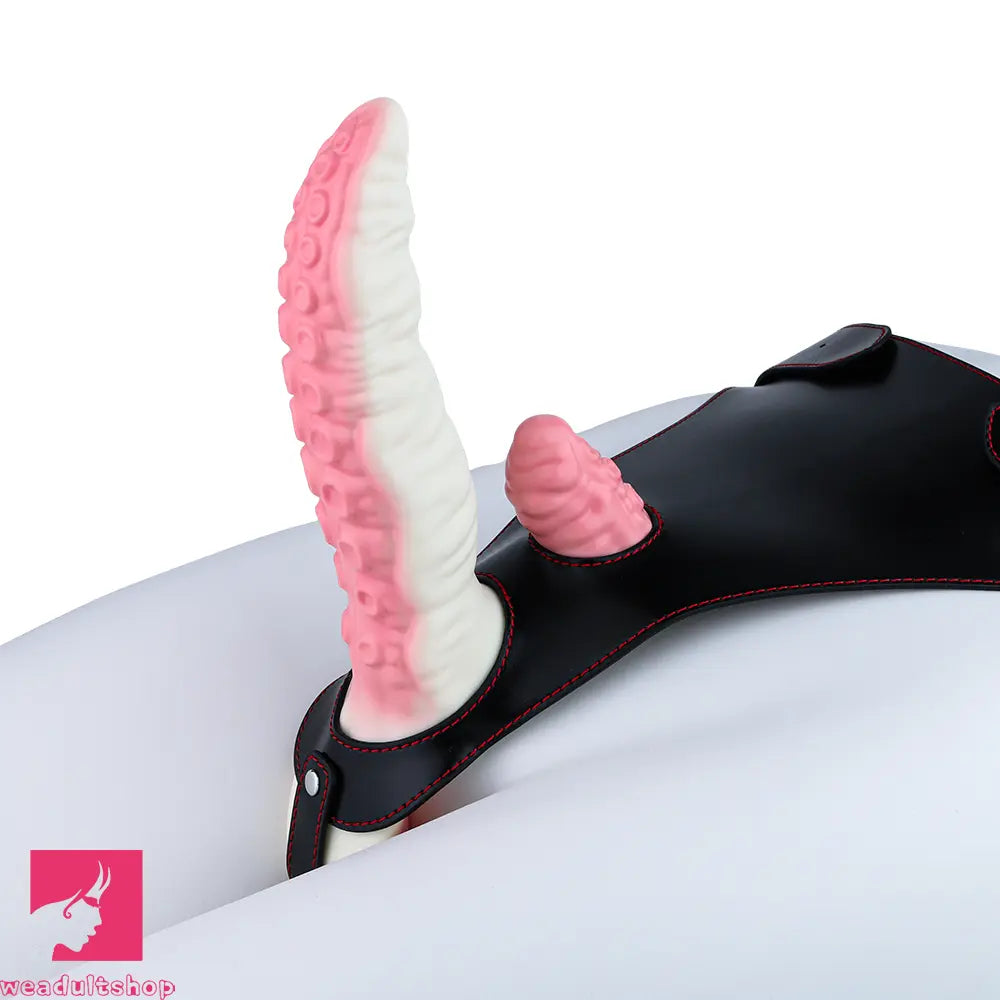 6.5in Tentacle Strap on Vibrating Dildo Natural Curved Soft Cock Toy
