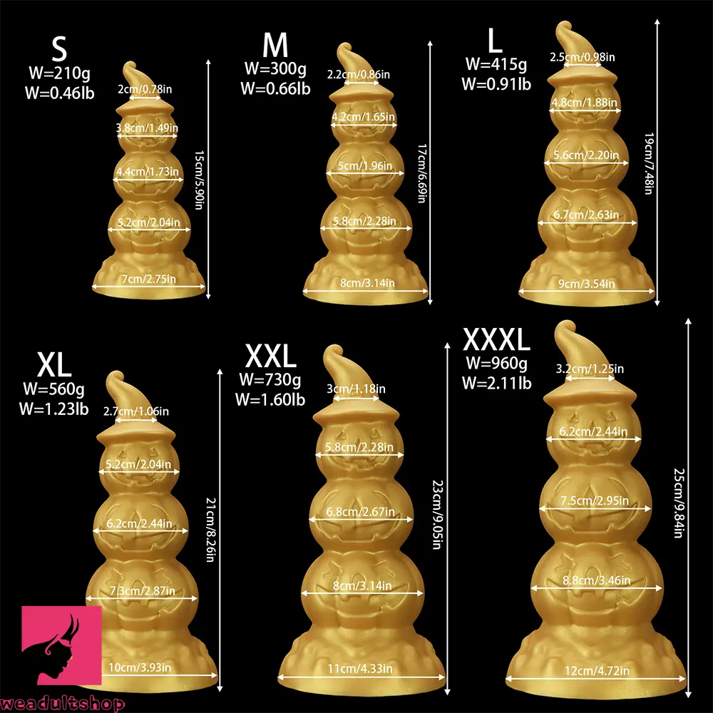5.9in 6.69in 7.48in 8.26in 9.05in 9.84in Halloween Pumpkin Butt Plug Dildo