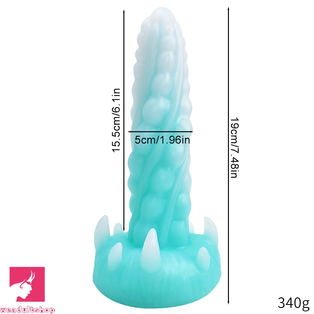 7.48in Luminous Fantasy Silicone Soft Penis Dildo With Spiked Penis Texture