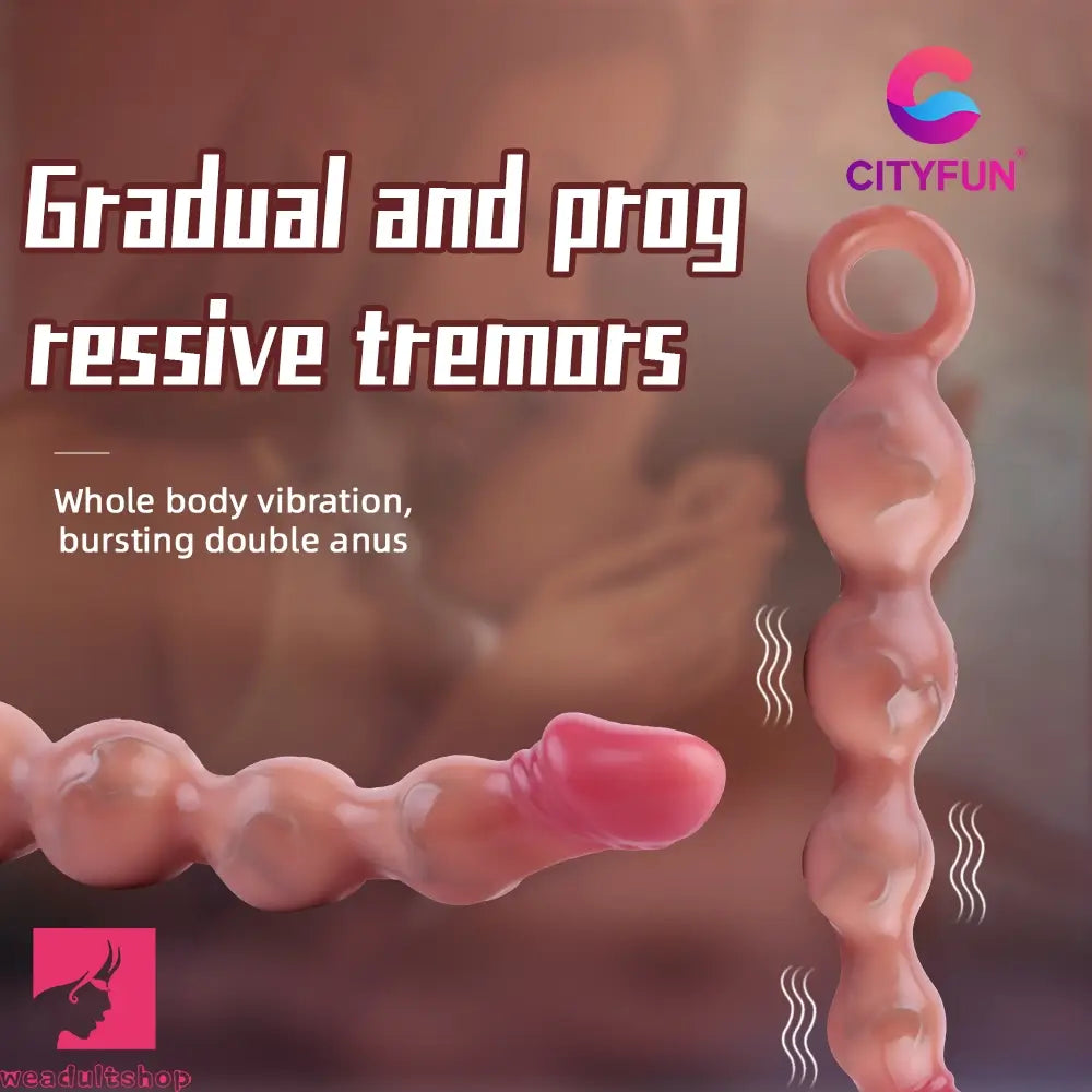 10.8in Big Vibrating Silicone Soft Pulling Beads Odd Dildo With 3 Motors