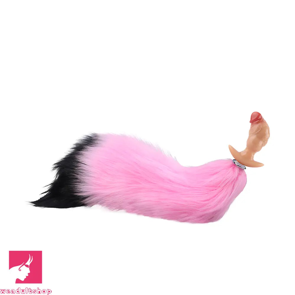4.1in Fox Tail Wear Anchor Silicone Dildo Butt Plug For BDSM Role Sex Toy
