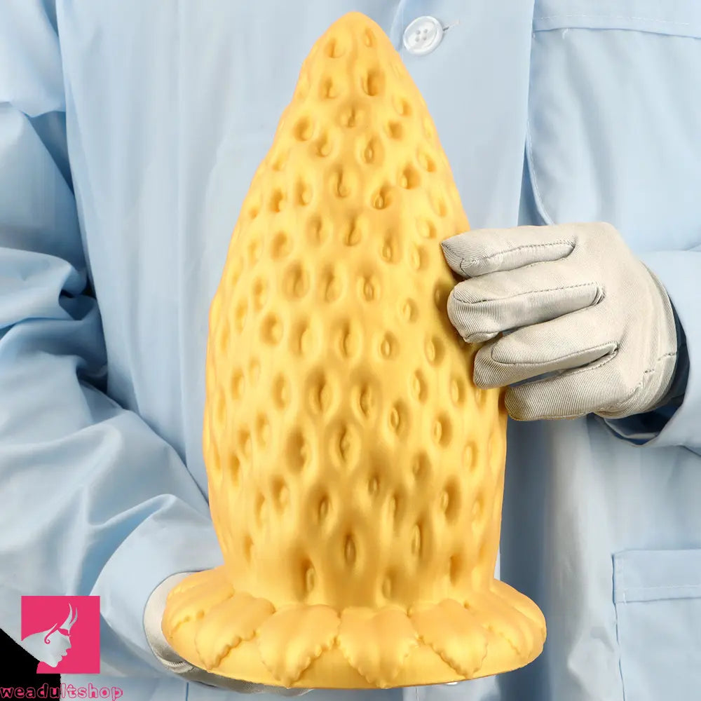5.9in 8.07in 9.84in Gold Silicone Thick Strawberry Penis Anal Plug Dildo