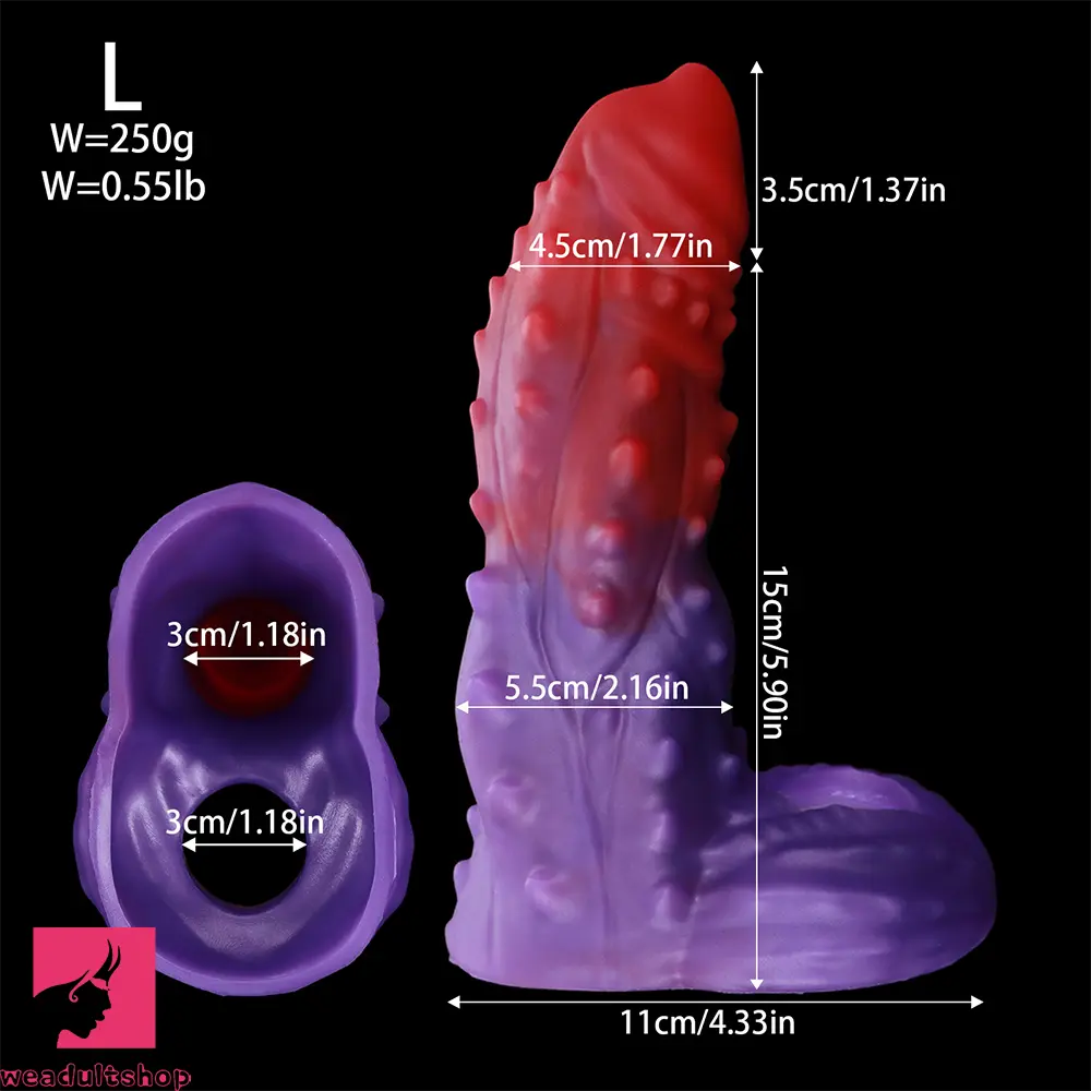 4.72in 5.31in 5.9in Spiked Cock Hollow Dildo Sleeve Penis Extended Sheath