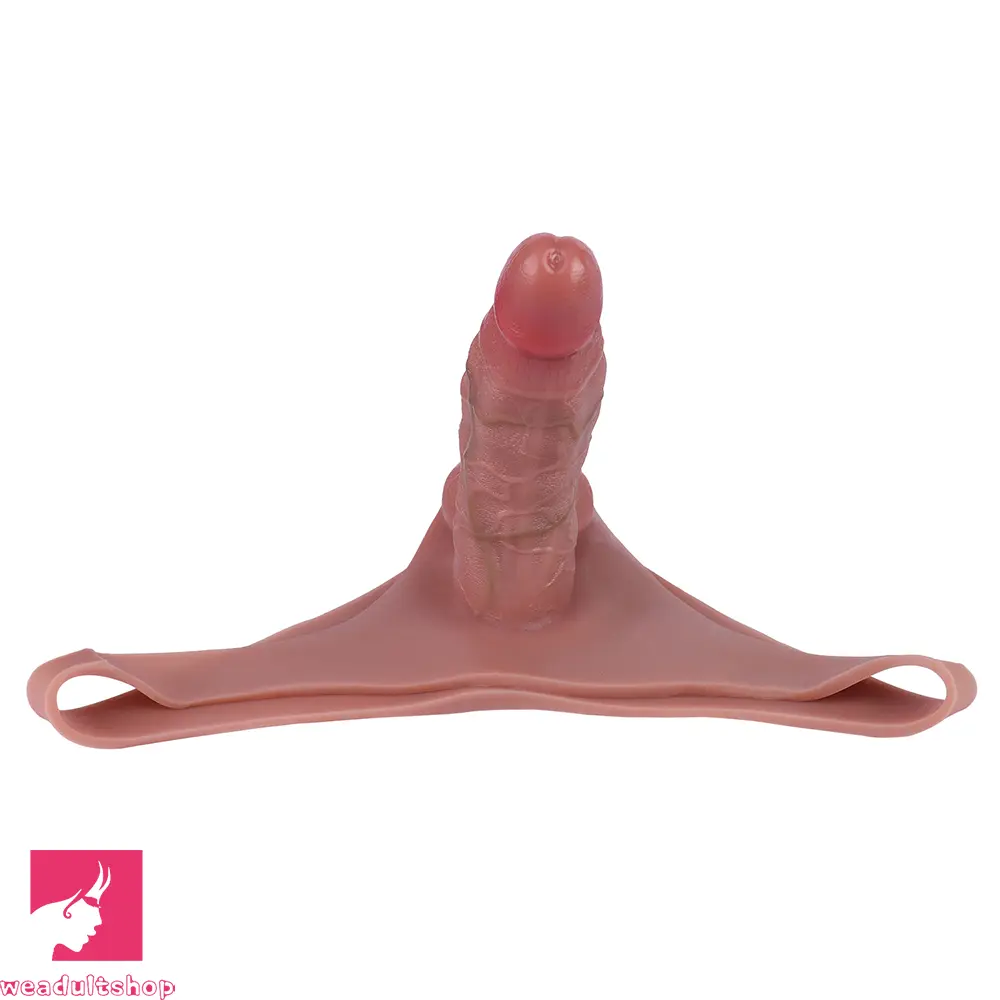 6.97in Hollow Penis Dildo Sleeve Silicone Soft Pants For Men Women Clit
