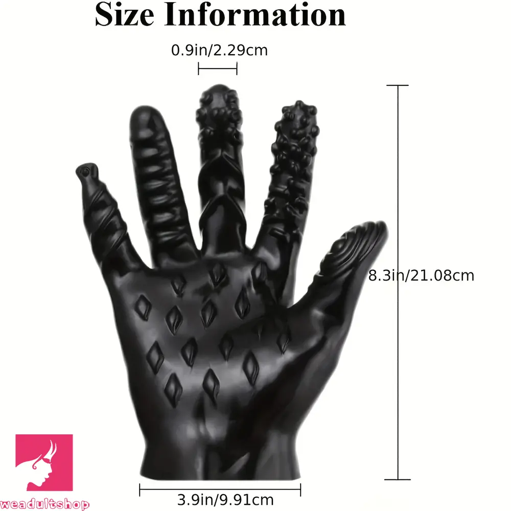 8.3in Finger Spiked Dildo Glove For Manual Massage Stimulating Clit Toy