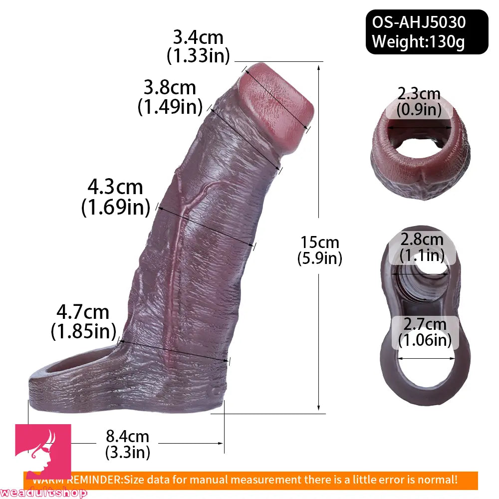 5.9in Platinum Silicone Thicken Delayed Penis Sleeve For Hollow-out Design
