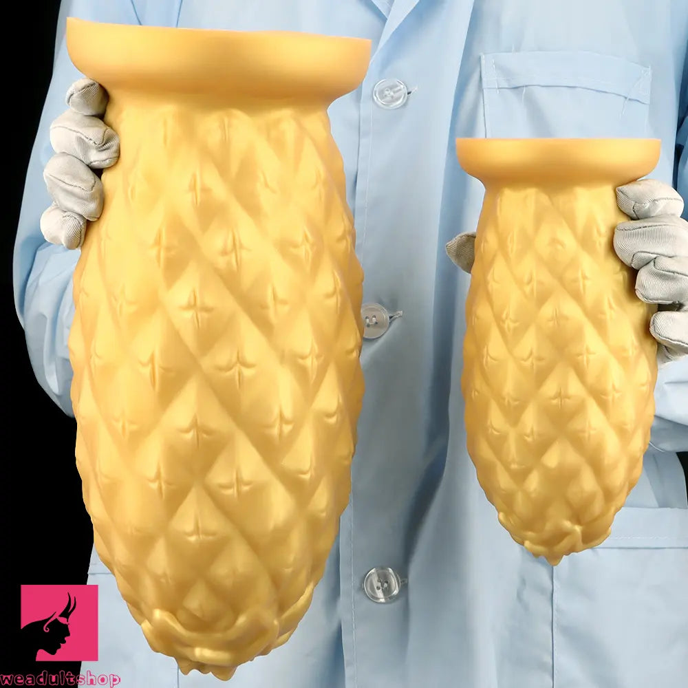8.26in 10.03in 11.81in Gold Silicone Pineapple Giant Cock Anal Plug Dildo