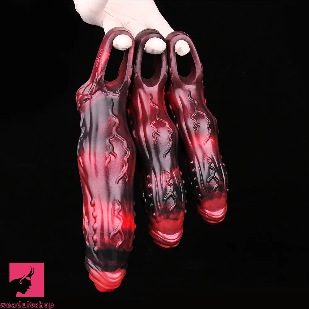 6.18in 6.85in 7.95in Uncut Dog Knot Spiked Soft Dildo Sleeve Penis Extender