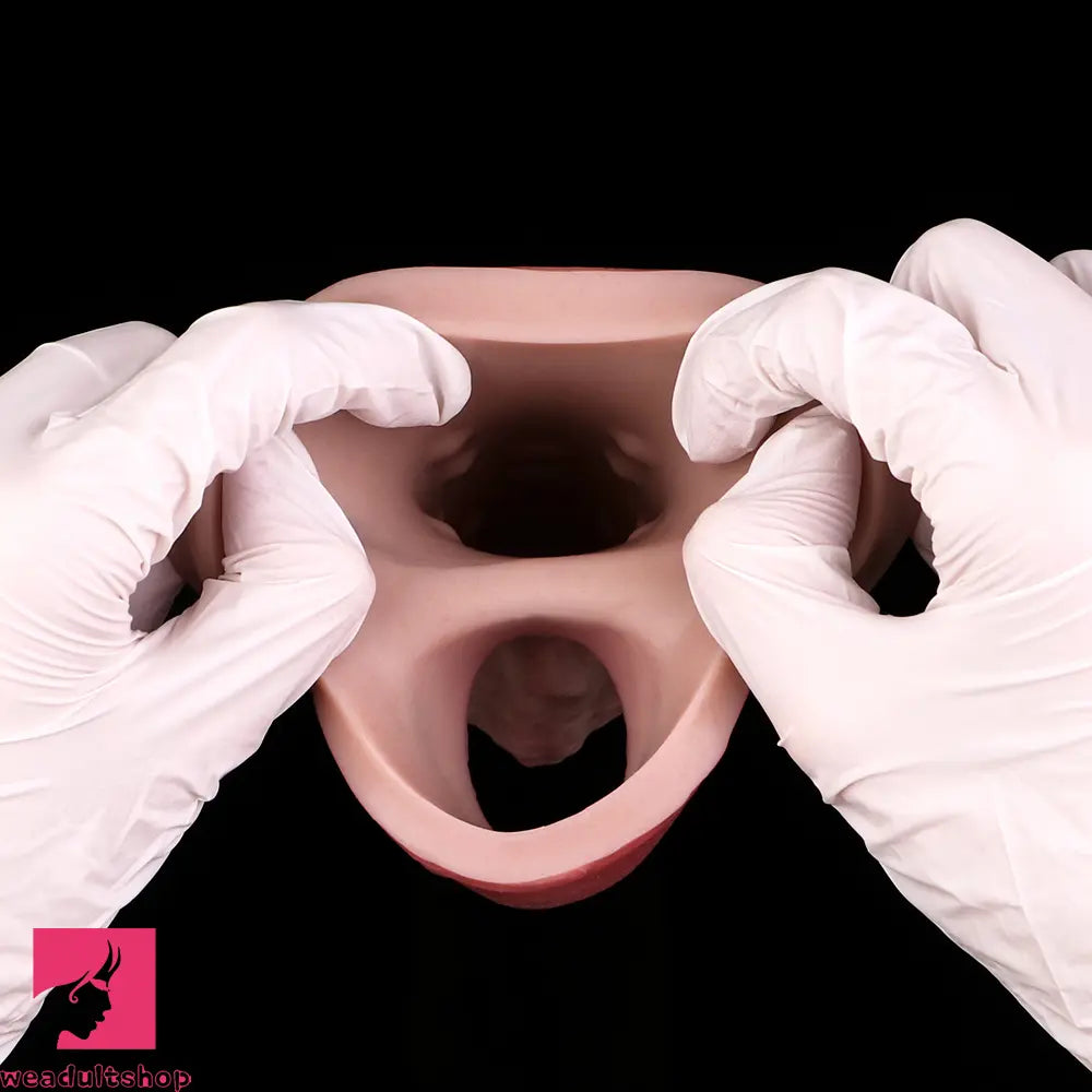 8.27in Lifelike Blue Veins Hollow Dildo Uncut Cock Sleeve With Penis Ring