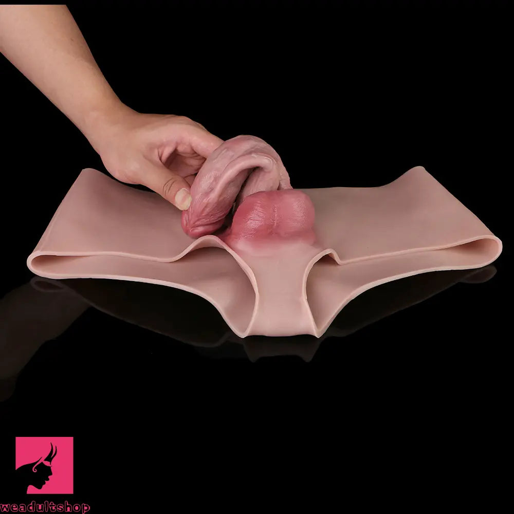 6.37in Wearable Silicone Dildo Pants Real Skin with Hollow Soft Penis Sleeve