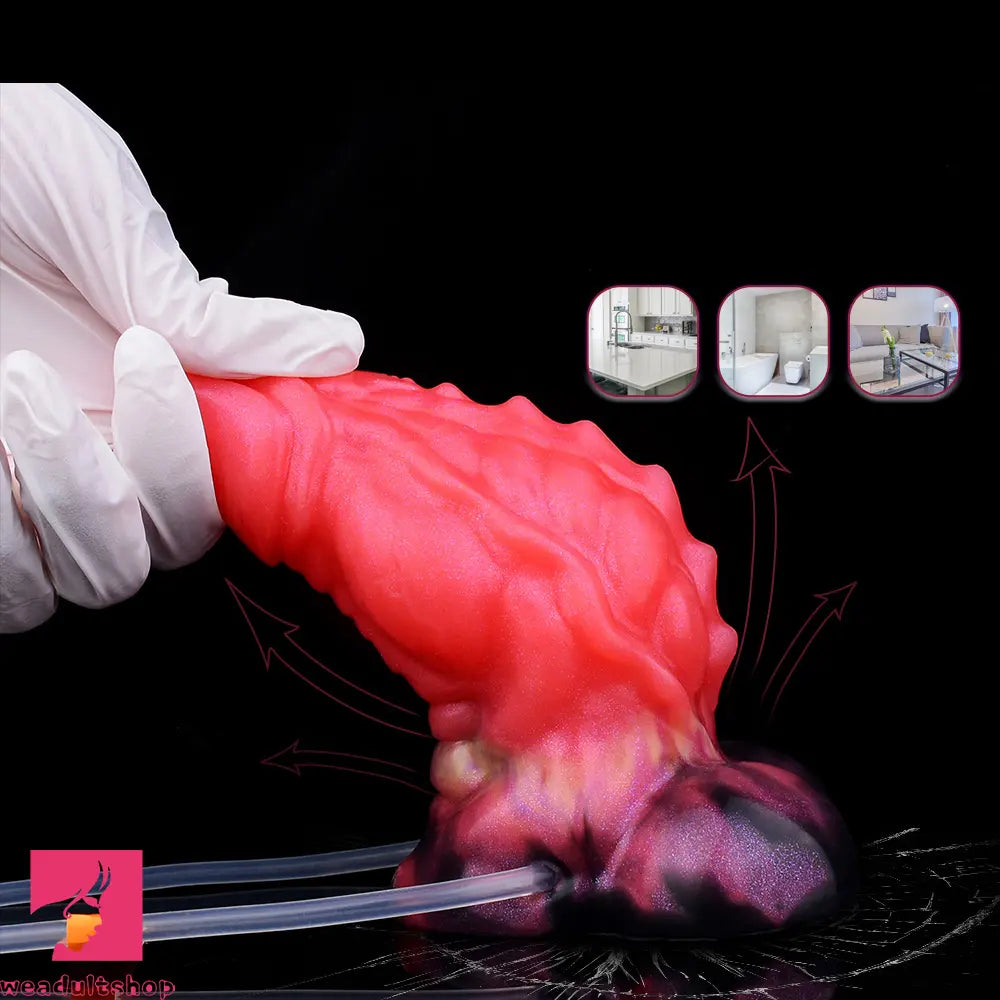 5.12in Fantasy Odd Silicone Soft Inflatable Spraying Water Dildo For Clit