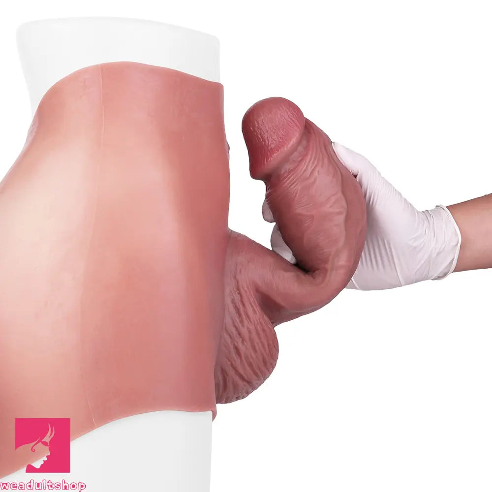 9.6in Hollow Leather Pants Strap on Dildo Liquid Silicone Dildo Cock