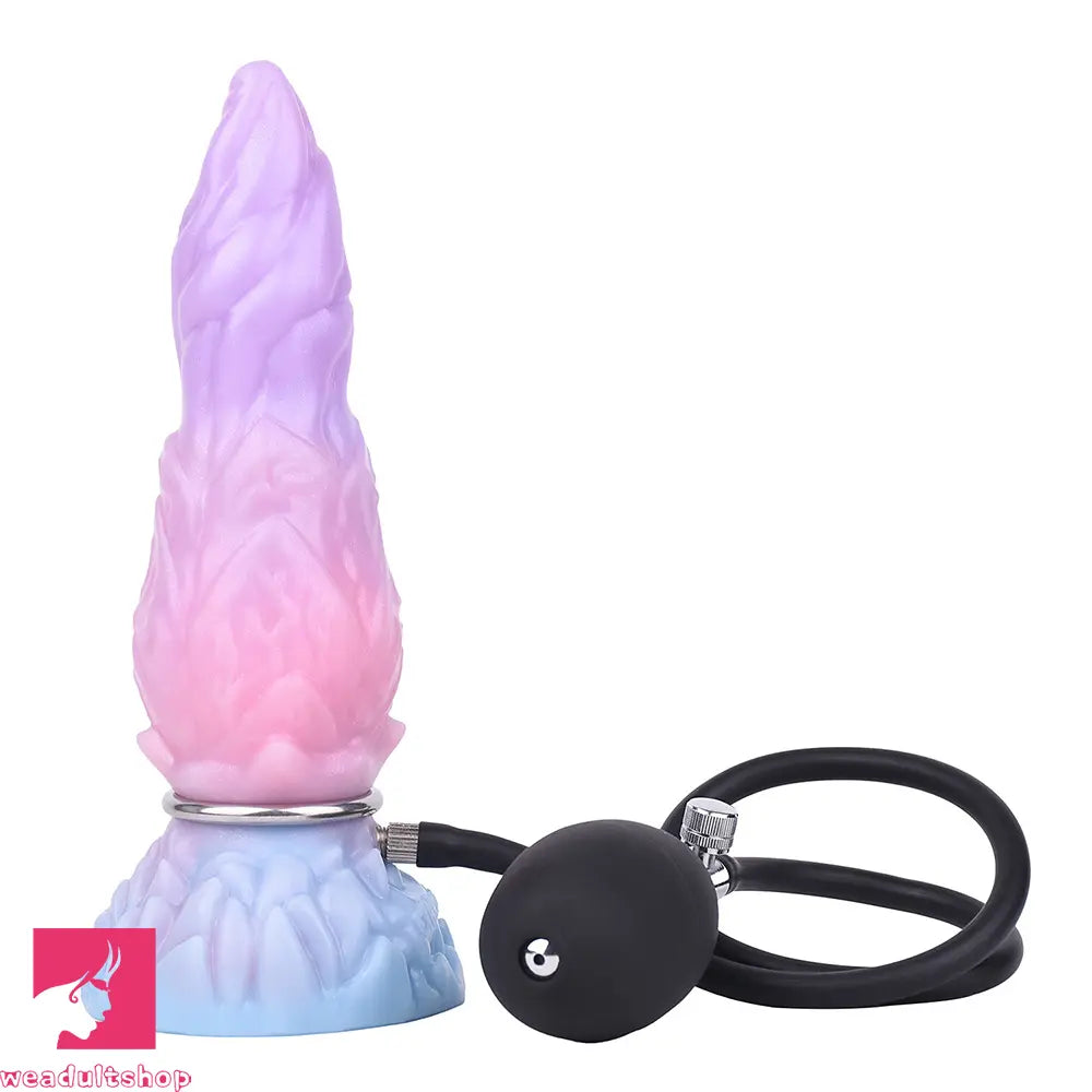 8.14in Squeeze Inflatable Alien Penis Big Fantasy Silicone Dildo For Clit