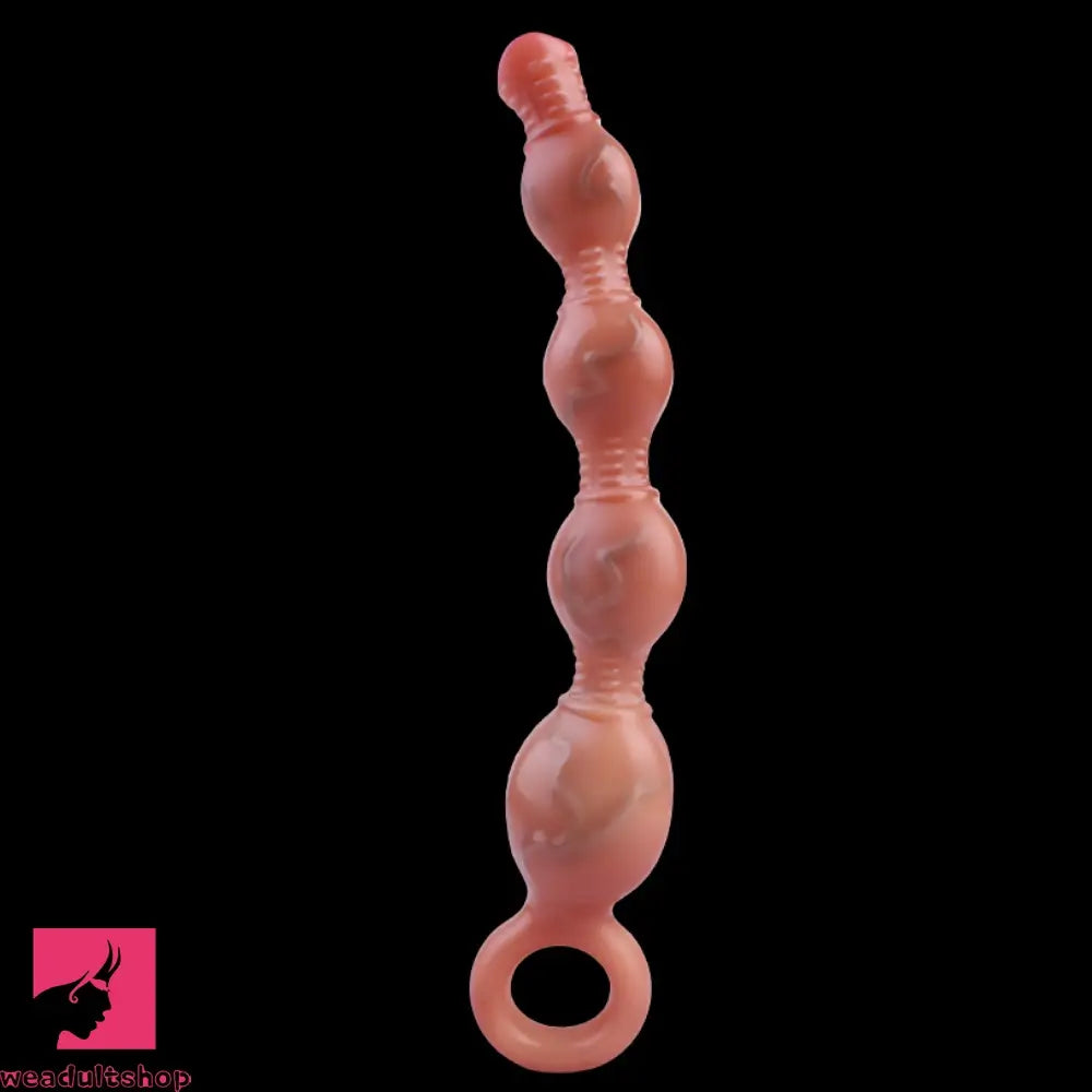 10.5in Big Vibrating Silicone Soft Pulling Beads G Spot Dildo With 3 Motors